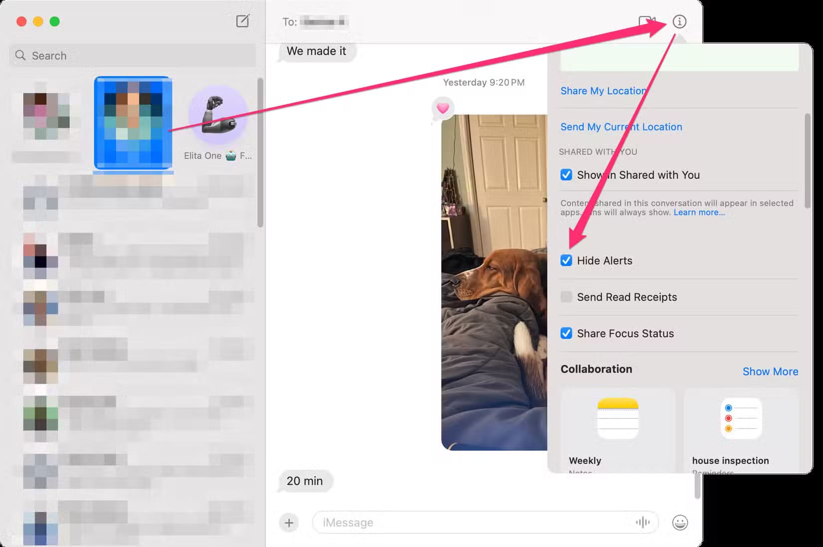 you-can-also-select-the-upper-right-icon-then-scroll-and-select-hide-alerts طرق سهلة لإسكات الرسائل على أجهزة iPhone وiPad وApple Watch وMac