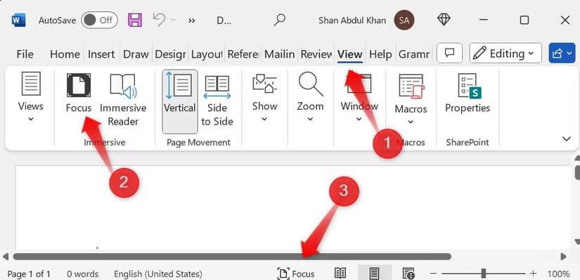 1-enabling-focus-mode-in-microsoft-word أهم 8 ميزات في Microsoft Word يجب أن تعرفها لتحسين تجربتك