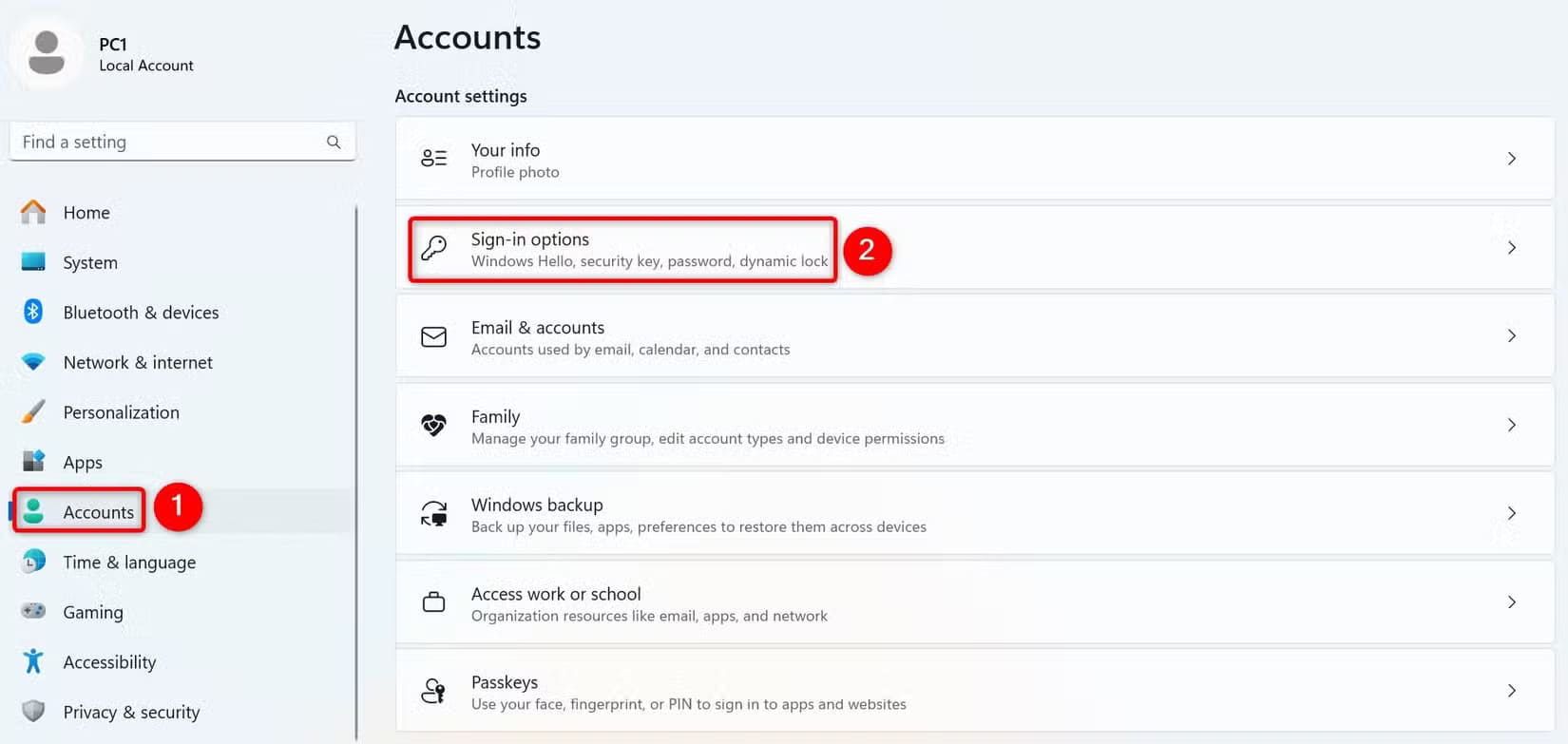 1-sign-in-options-windows-11-settings طرق سهلة لتحديث كلمة مرور حسابك على Windows 11