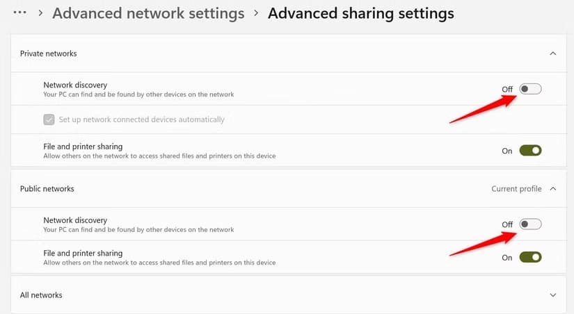 1-turn-off-network-discovery-in-the-windows-settings-app طرق فعالة لحماية جهازك على شبكة Wi-Fi العامة في نظام Windows