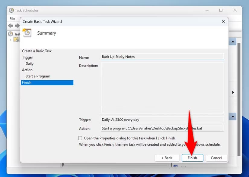 10-finish-creating-task كيفية إجراء نسخة احتياطية لملاحظات Sticky على Windows 11 بسهولة