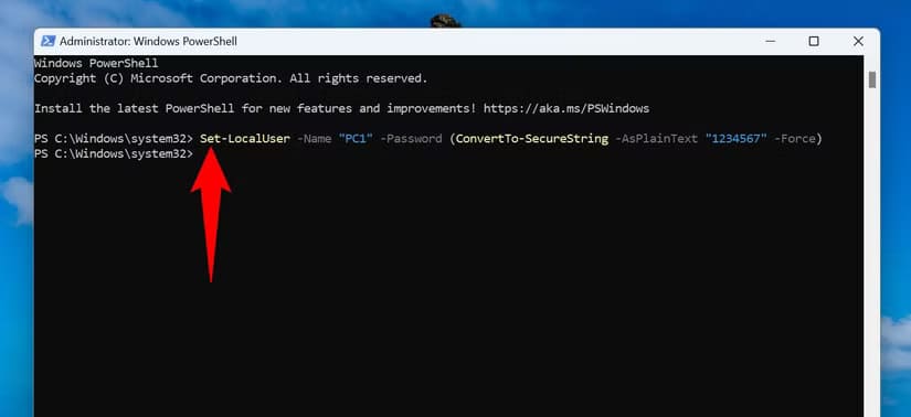 10-powershell-change-password طرق سهلة لتحديث كلمة مرور حسابك على Windows 11