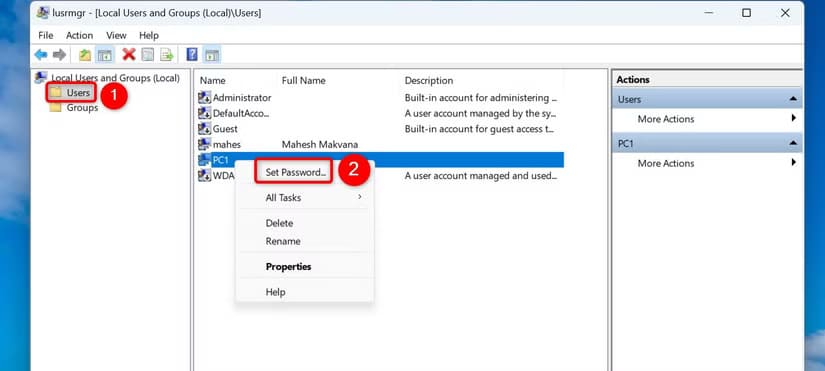 11-lusrmgr-set-password طرق سهلة لتحديث كلمة مرور حسابك على Windows 11