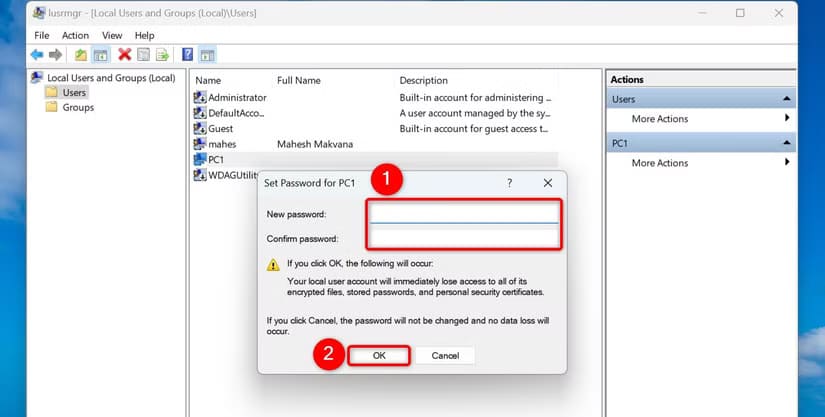 12-lusrmgr-new-password طرق سهلة لتحديث كلمة مرور حسابك على Windows 11
