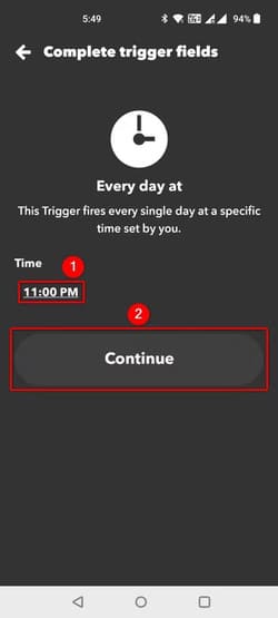 14-ifttt-choose-time طرق سهلة لتبسيط المهام على Android باستخدام تطبيق IFTTT