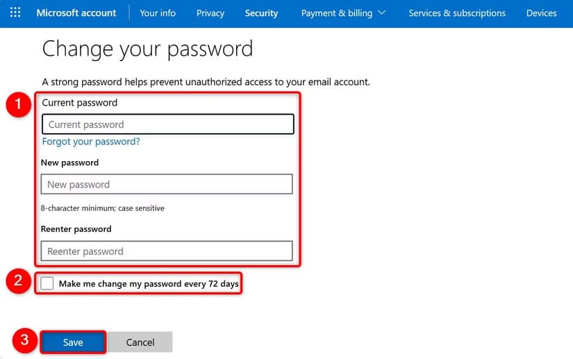 14-microsoft-account-site-new-password طرق سهلة لتحديث كلمة مرور حسابك على Windows 11