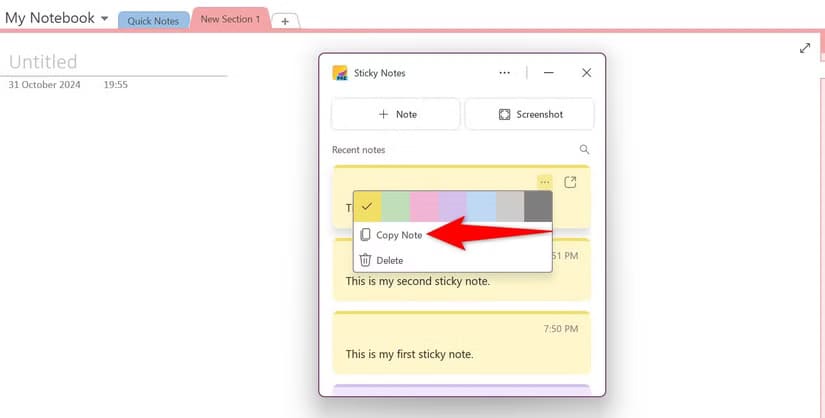 15-copy-sticky-note-onenote كيفية إجراء نسخة احتياطية لملاحظات Sticky على Windows 11 بسهولة