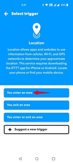 2-ifttt-enter-area طرق سهلة لتبسيط المهام على Android باستخدام تطبيق IFTTT