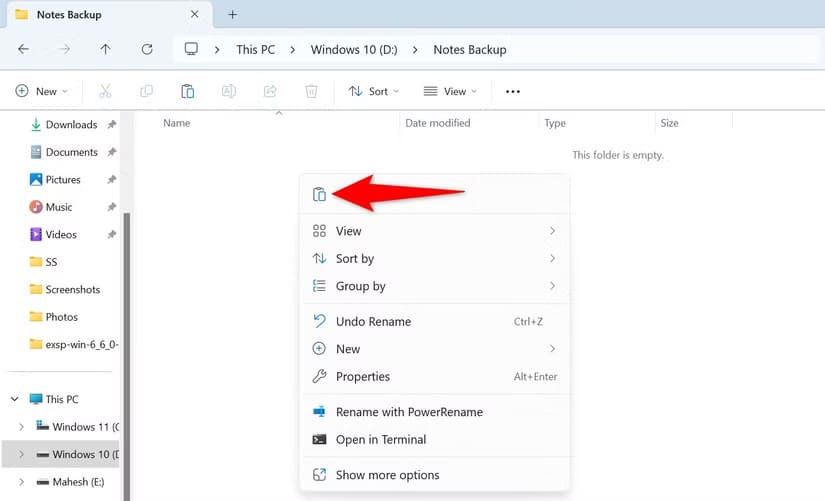 2-paste-sticky-notes-database كيفية إجراء نسخة احتياطية لملاحظات Sticky على Windows 11 بسهولة