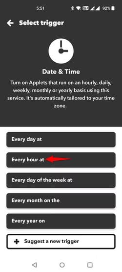 21-ifttt-every-hour طرق سهلة لتبسيط المهام على Android باستخدام تطبيق IFTTT