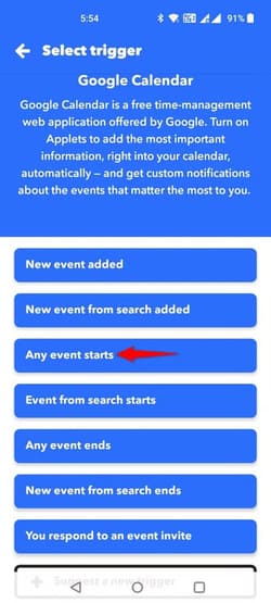 29-ifttt-any-event-starts طرق سهلة لتبسيط المهام على Android باستخدام تطبيق IFTTT