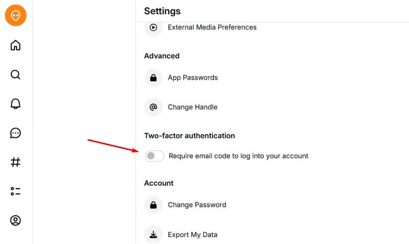 2fa-option-in-bluesky دليل المبتدئين لاستخدام Bluesky خطوة بخطوة