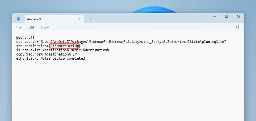 3-sticky-notes-backup-script كيفية إجراء نسخة احتياطية لملاحظات Sticky على Windows 11 بسهولة