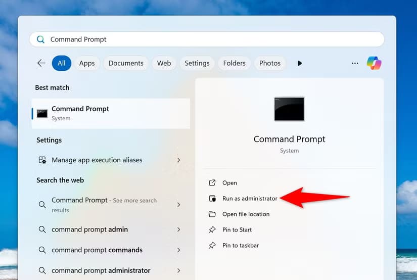 7-open-cmd-as-admin طرق سهلة لتحديث كلمة مرور حسابك على Windows 11