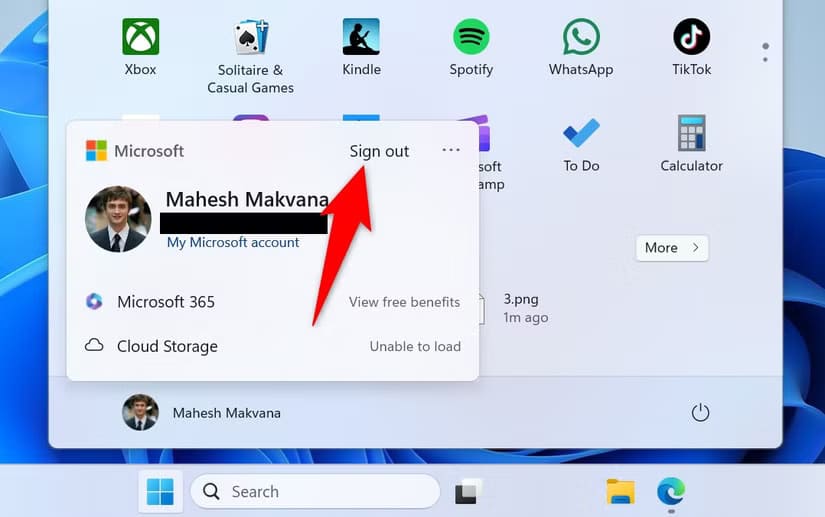 7-sign-out-user-account حلول فعّالة لمشكلات مستكشف الملفات على Windows 11