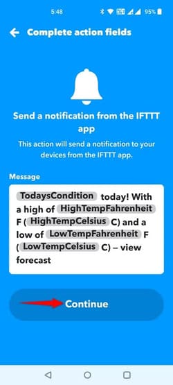 8-ifttt-notification-message طرق سهلة لتبسيط المهام على Android باستخدام تطبيق IFTTT