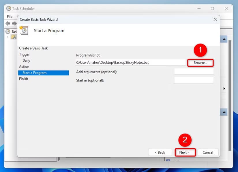 9-add-script-file كيفية إجراء نسخة احتياطية لملاحظات Sticky على Windows 11 بسهولة