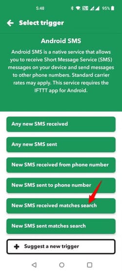 9-ifttt-new-sms-received طرق سهلة لتبسيط المهام على Android باستخدام تطبيق IFTTT