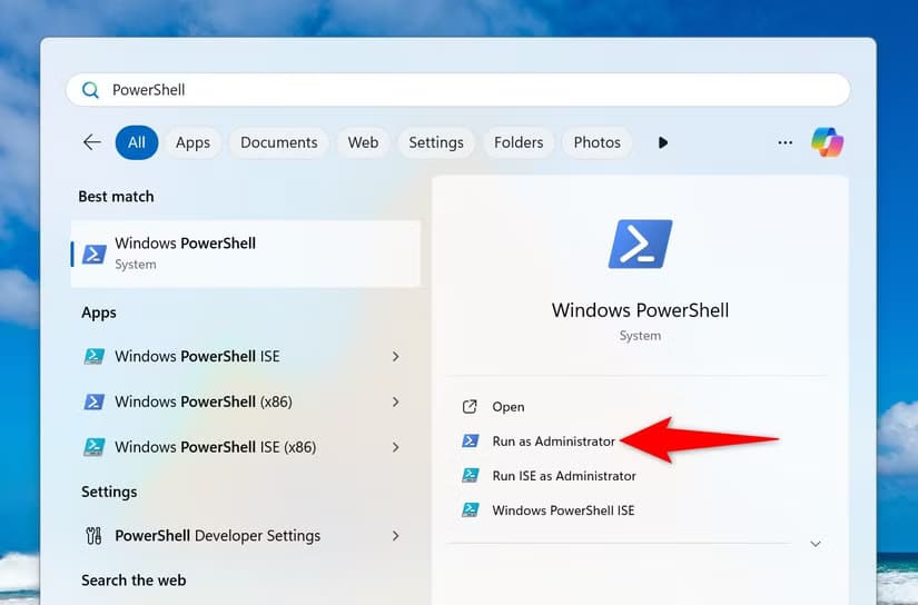 9-open-powershell-as-admin طرق سهلة لتحديث كلمة مرور حسابك على Windows 11