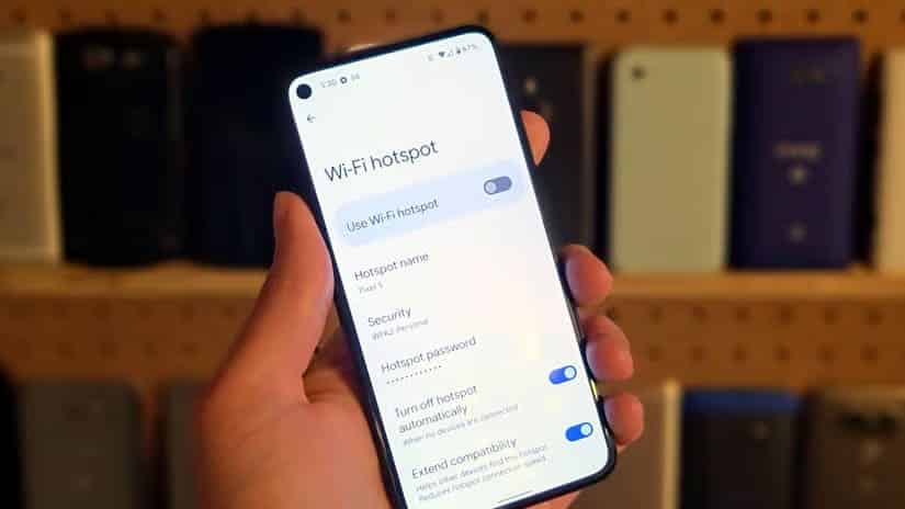 Android-hot-spot مقارنة استخدام الكمبيوتر المحمول مع 5G وربط الهاتف لمزيد من الاتصال