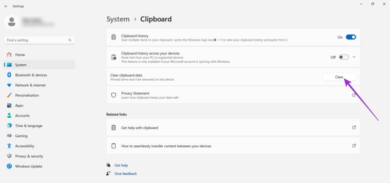 Clear-Your-Clipboard-Data-2 حلول بسيطة لإصلاح مشكلة سجل الحافظة في Windows 11