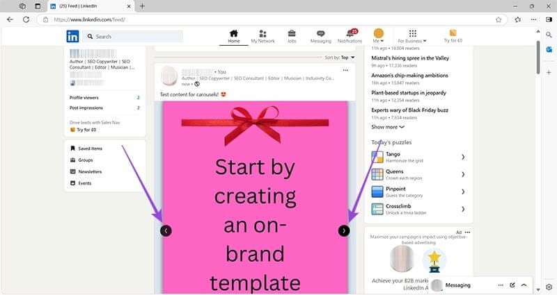Creating-Carousels-in-LinkedIn-Posts-14 كيفية نشر إعلانات دوارة على LinkedIn باستخدام الحل الذكي لتعزيز الوصول
