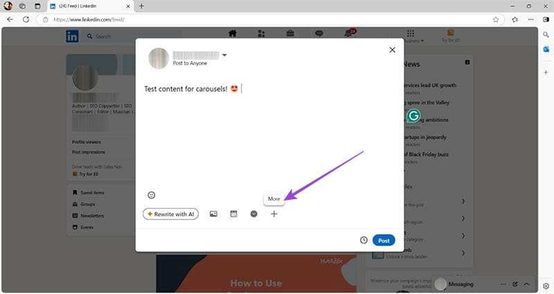 Creating-Carousels-in-LinkedIn-Posts-9 كيفية نشر إعلانات دوارة على LinkedIn باستخدام الحل الذكي لتعزيز الوصول