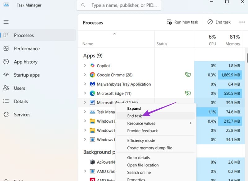End-All-Instances-of-Outlook-and-Office-in-the-Task-Manager-2 كيفية إصلاح مشكلة توقف Outlook عند تحميل الملف الشخصي بخطوات بسيطة