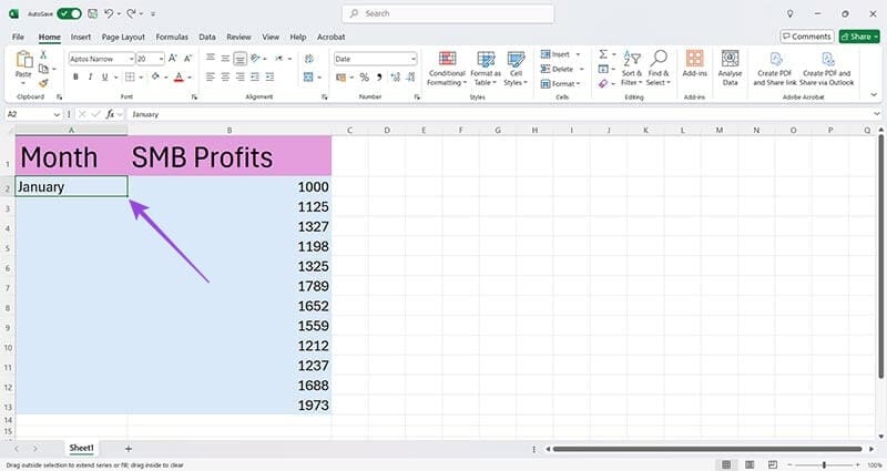 Formatting-Tricks-in-Excel-1-Using-the-Fill-Handle-2 ثلاث طرق لتنسيق بياناتك بكفاءة في Microsoft Excel