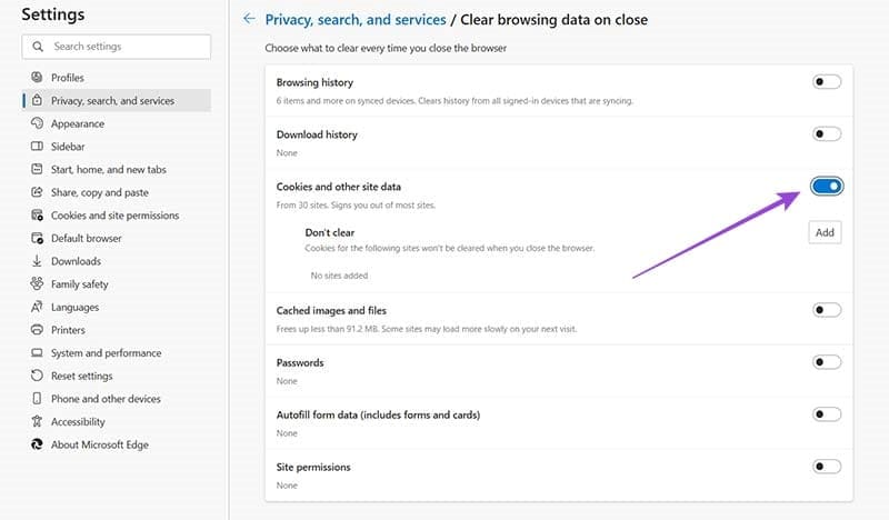 How-to-Set-Microsoft-Edge-to-Automatically-Clear-Browser-Cookies-4 طريقة إعداد متصفح Microsoft Edge لحذف ملفات تعريف الارتباط تلقائيًا