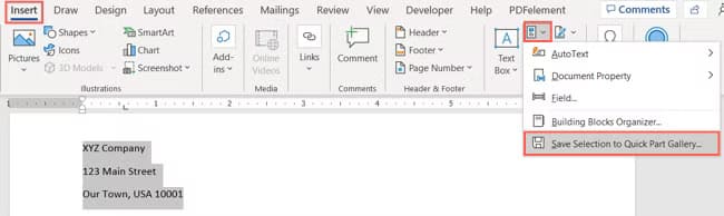 InsertQuickPartsSave-WordFeaturesShouldBeUsing أهم 8 ميزات في Microsoft Word يجب أن تعرفها لتحسين تجربتك