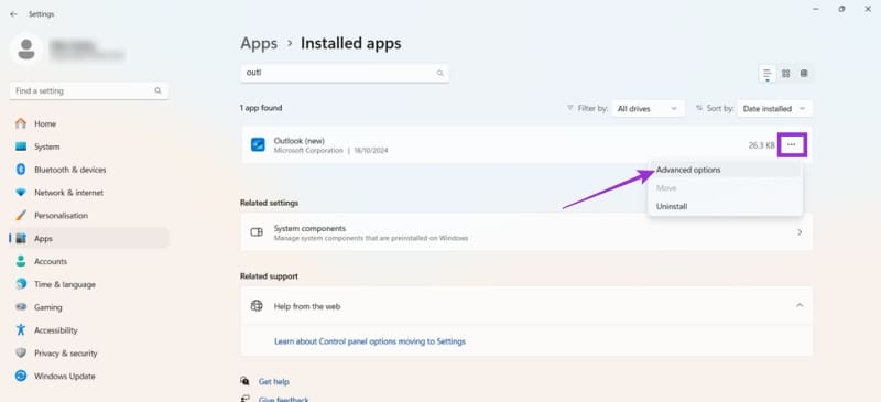 Repair-or-Reset-Outlook-4 كيفية إصلاح مشكلة توقف Outlook عند تحميل الملف الشخصي بخطوات بسيطة