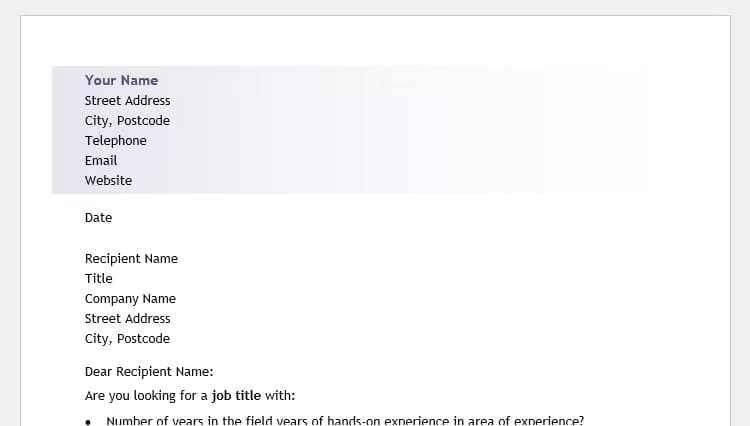 a-cover-letter-template-inserted-into-a-microsoft-word-document-ready-for-editing خطوات إعداد خطاب تقديمي احترافي في Microsoft Word
