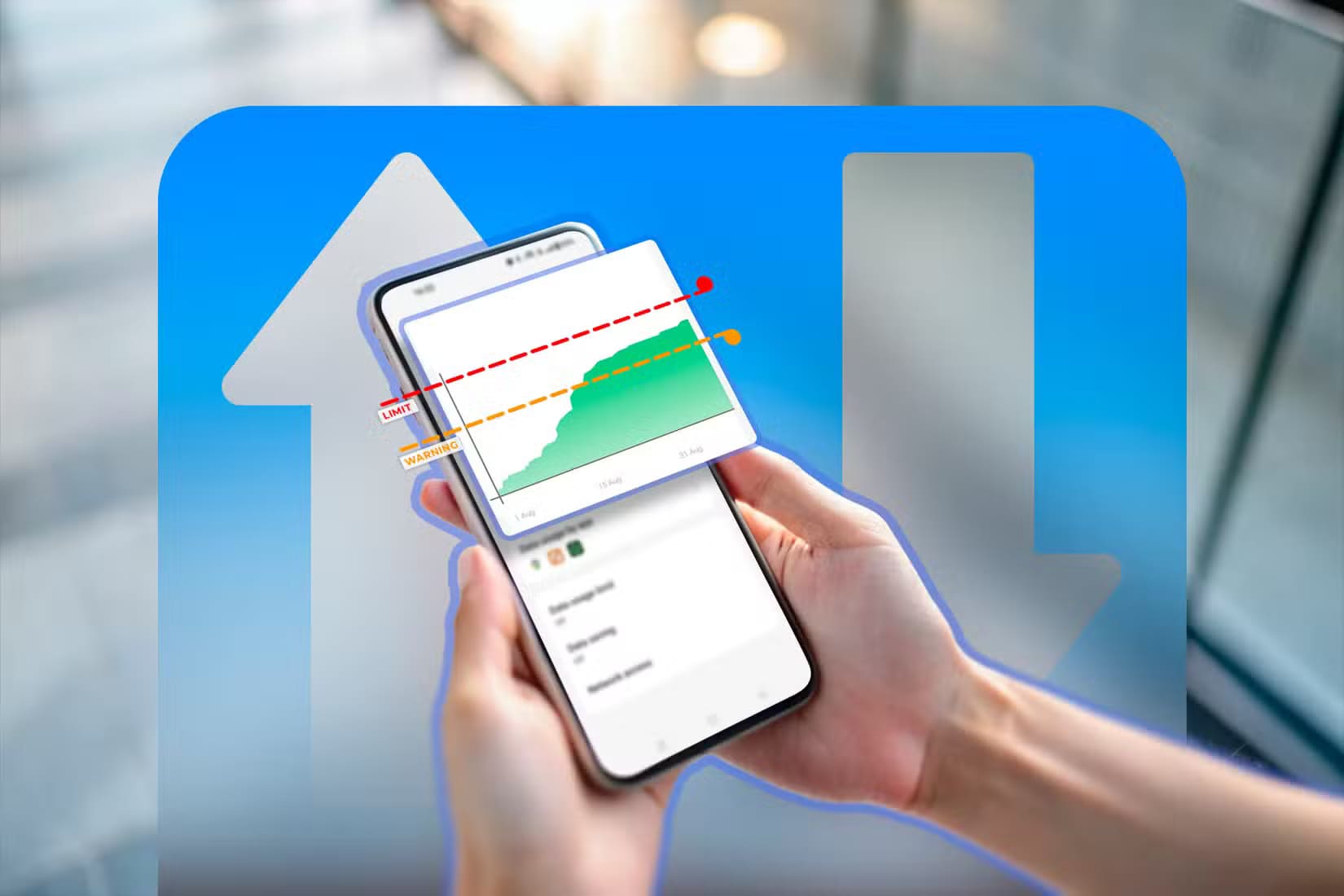 a-hand-holding-a-phone-with-a-set-data-limit-displayed كيف تحسب تكلفة التجوال الدولي للبيانات أثناء السفر؟