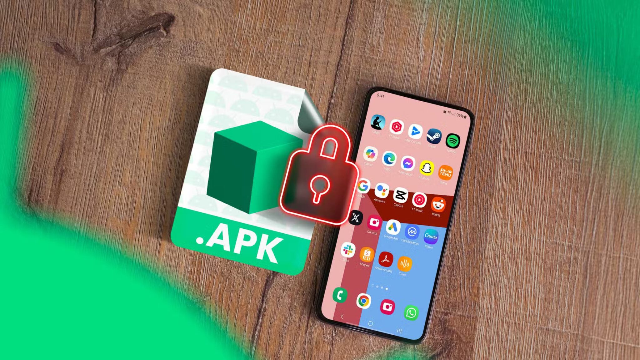 an-apk-icon-next-to-a-smartphone-with-a-padlock-between-them-scaled حل مشكلة تعذر تحميل التطبيقات على هاتفك بسهولة