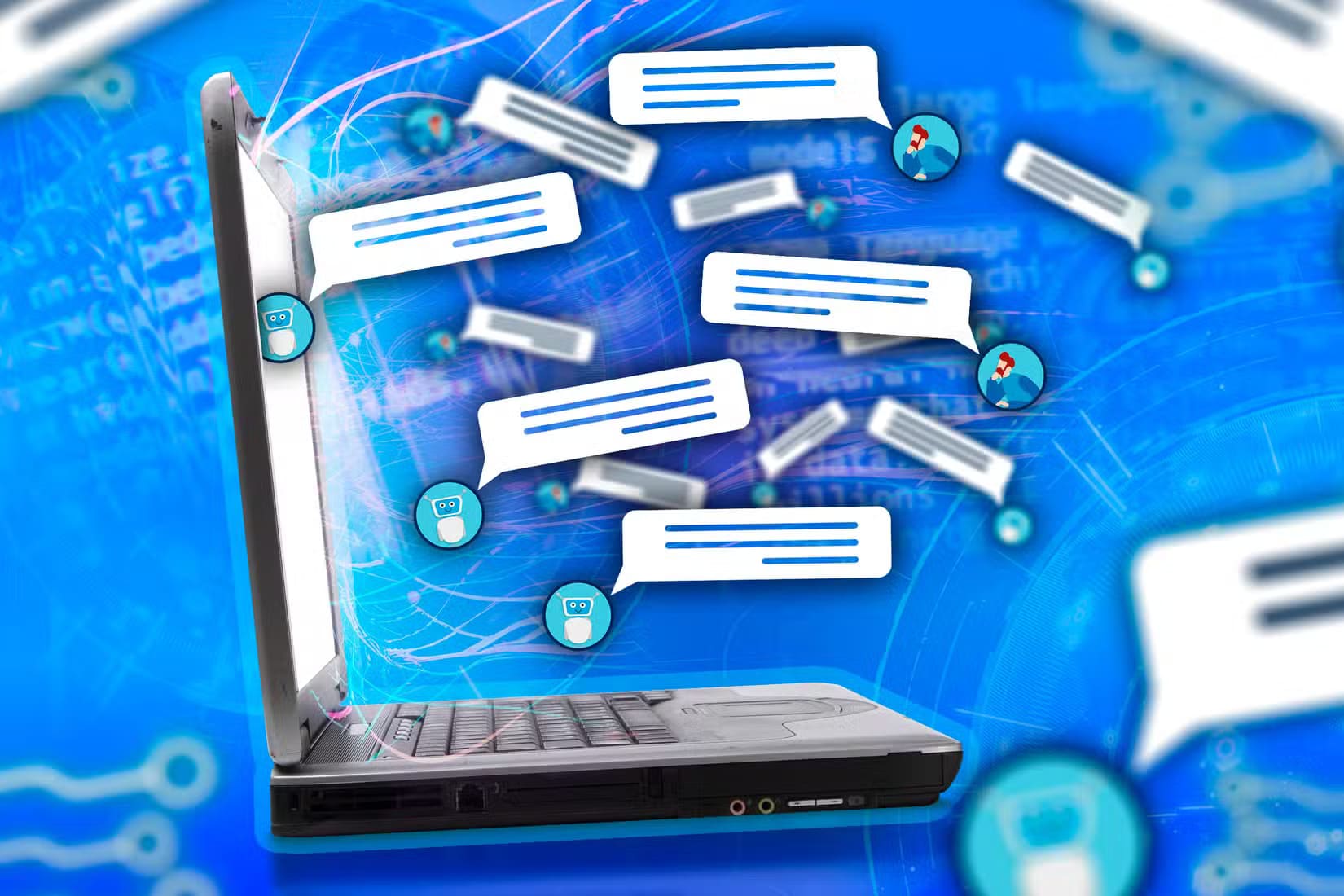 an-old-laptop-with-a-chatbot-conversation-coming-out-of-the-screen كيف تعرف أن الوقت قد حان لتغيير مزود الإنترنت؟ 8 إشارات مهمة