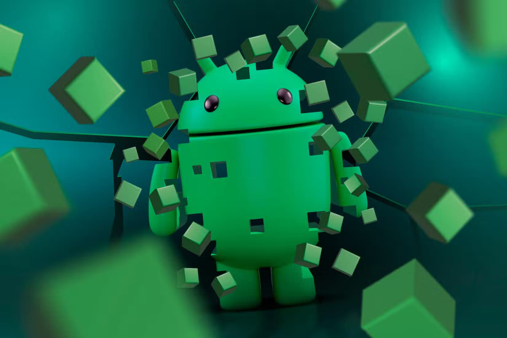 android-mascot-fragmented-into-blocks كيف تحميك ميزة سلامة Google Play أثناء استخدام التطبيقات