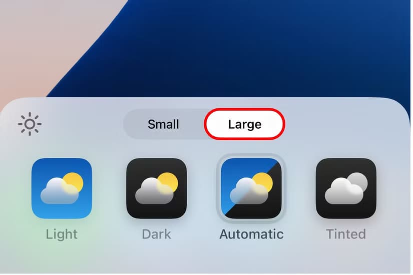 apple-ios-18-home-screen-edit-mode-customize-large-option-selected-annotation طرق مبتكرة لتخصيص الشاشة الرئيسية لجهاز iPhone وجعلها أكثر عملية وجمالاً