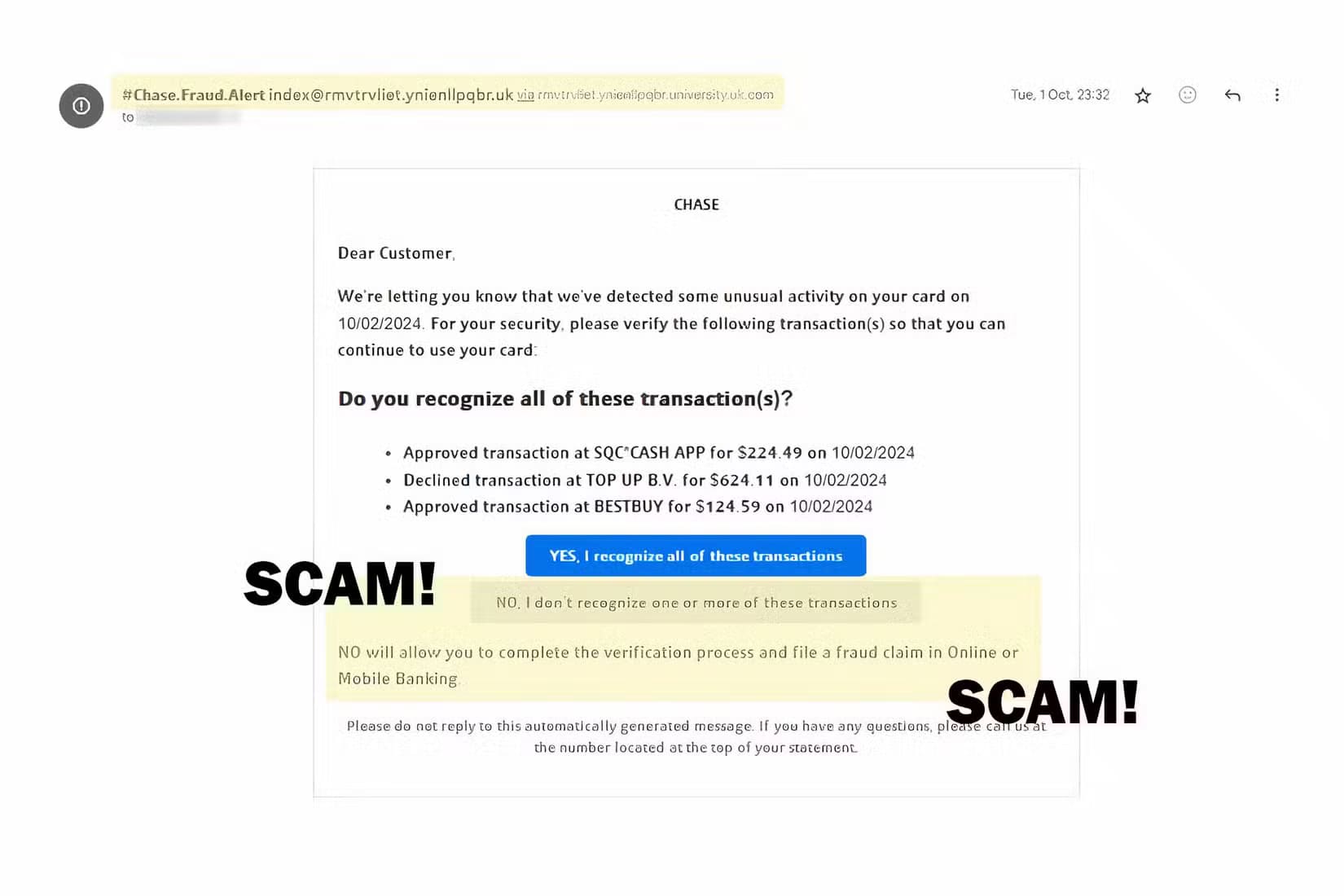 chase-scam طرق مضمونة للتأكد من صحة عروض البريد الإلكتروني للجمعة السوداء