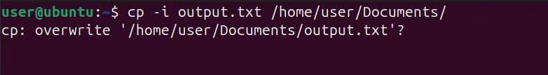copying-files-with-precaustion-using-the-i-option-of-cp-command طرق التنقل بسهولة في نظام ملفات Linux باستخدام سطر الأوامر