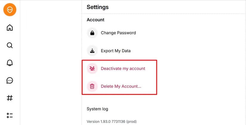 deactivate-and-delete-option-in-bluesky دليل المبتدئين لاستخدام Bluesky خطوة بخطوة