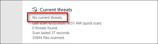 defender_no_current_threats_2 خطوات بسيطة للتعامل مع الفيروسات المكتشفة بواسطة أمان Windows