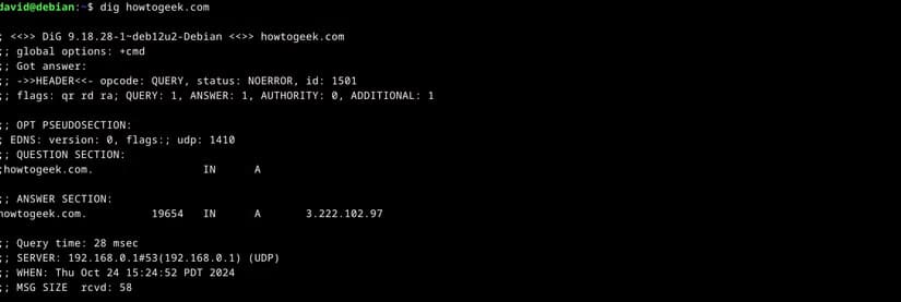 dig-howtogeek أهم أوامر الشبكات التي يحتاج كل مستخدم Linux لمعرفتها