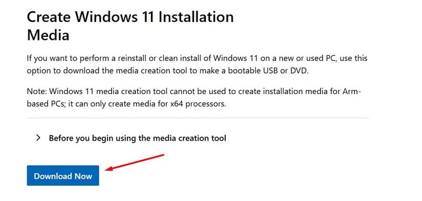 download-now-button-in-the-windows-11-download-page كيفية تنزيل وتثبيت تحديث Windows 11 24H2 بسهولة
