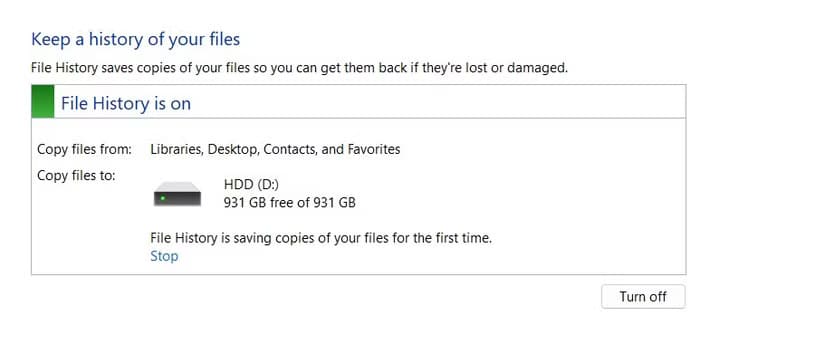 file-history-backing-up-files طرق فعّالة لنسخ نظام Windows احتياطيًا على وحدة تخزين خارجية بأمان