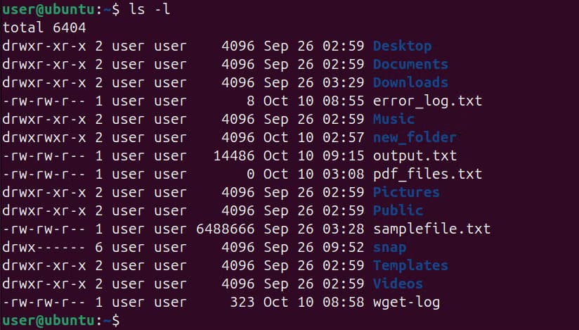 listing-files-and-directories-in-terminal-in-long-format طرق التنقل بسهولة في نظام ملفات Linux باستخدام سطر الأوامر