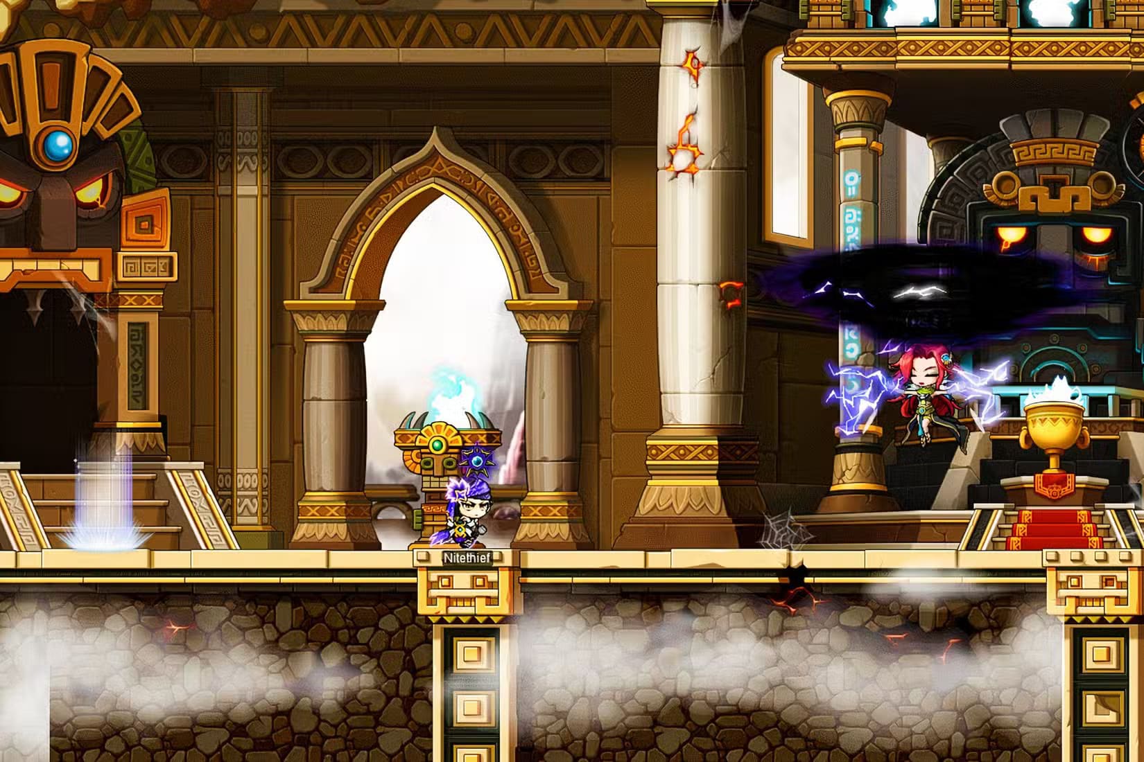 maplestory-player-heading-to-an-npc-near-giant-face-mask أفضل ألعاب متعددة اللاعبين يمكنك الاستمتاع بها بمفردك عبر الإنترنت