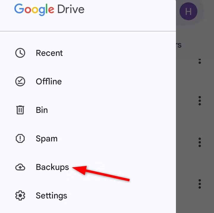 opening-backups-option-from-google-drive-android-app ميزات مفيدة في Google Drive على Android لاستخدام أكثر إنتاجية