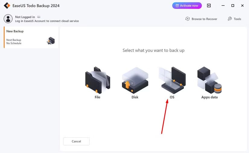 os-option-in-the-easeus-tool طرق فعّالة لنسخ نظام Windows احتياطيًا على وحدة تخزين خارجية بأمان