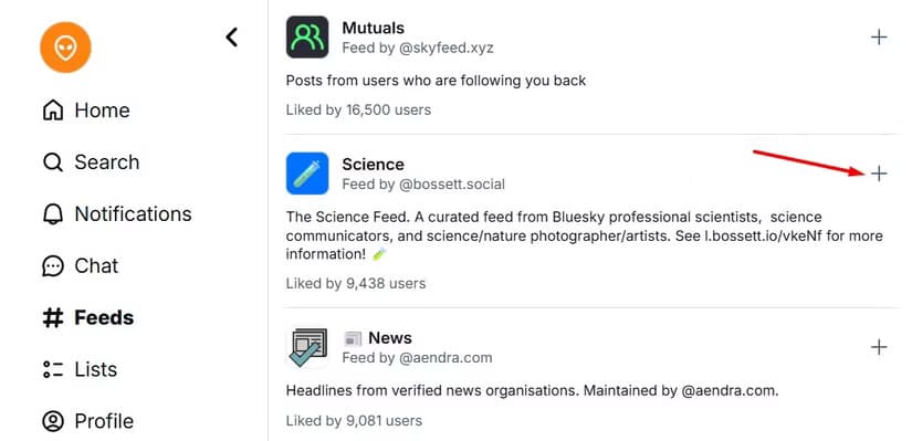 plus-icon-next-to-side-feed دليل المبتدئين لاستخدام Bluesky خطوة بخطوة
